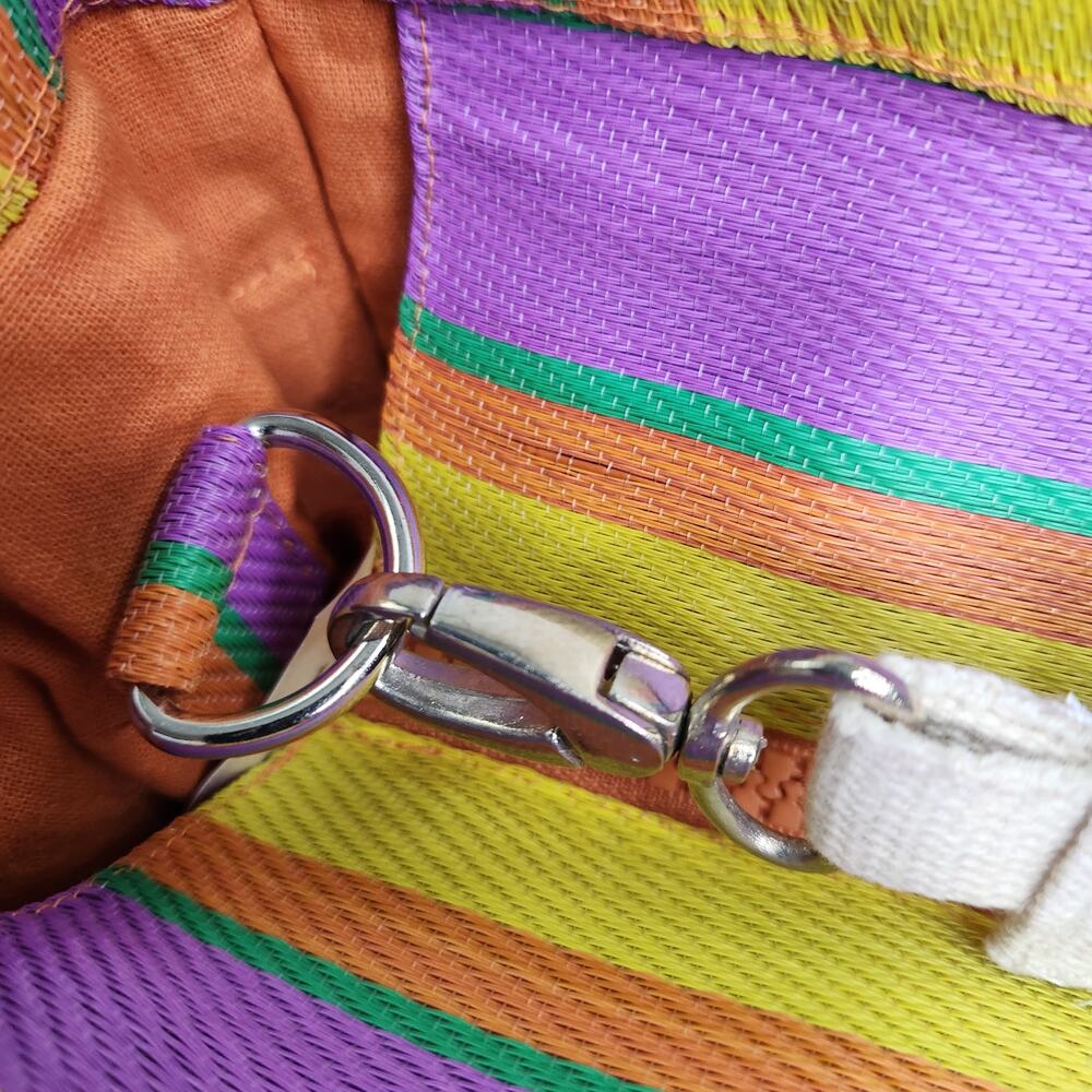 Urban Outfitters BDG Serena Mesh Tote Bag Medium Size Multi Stripe Purple Yellow - Picture 10 of 14